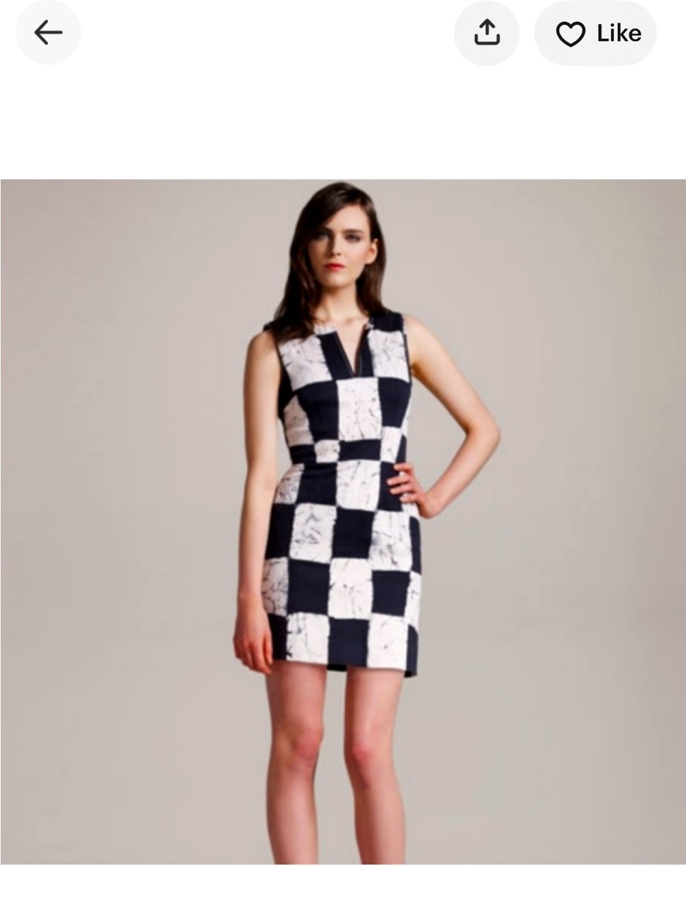 VTG Kelly Wearstler Black and White Checkered Mini Dress mod punk 60s XS 0